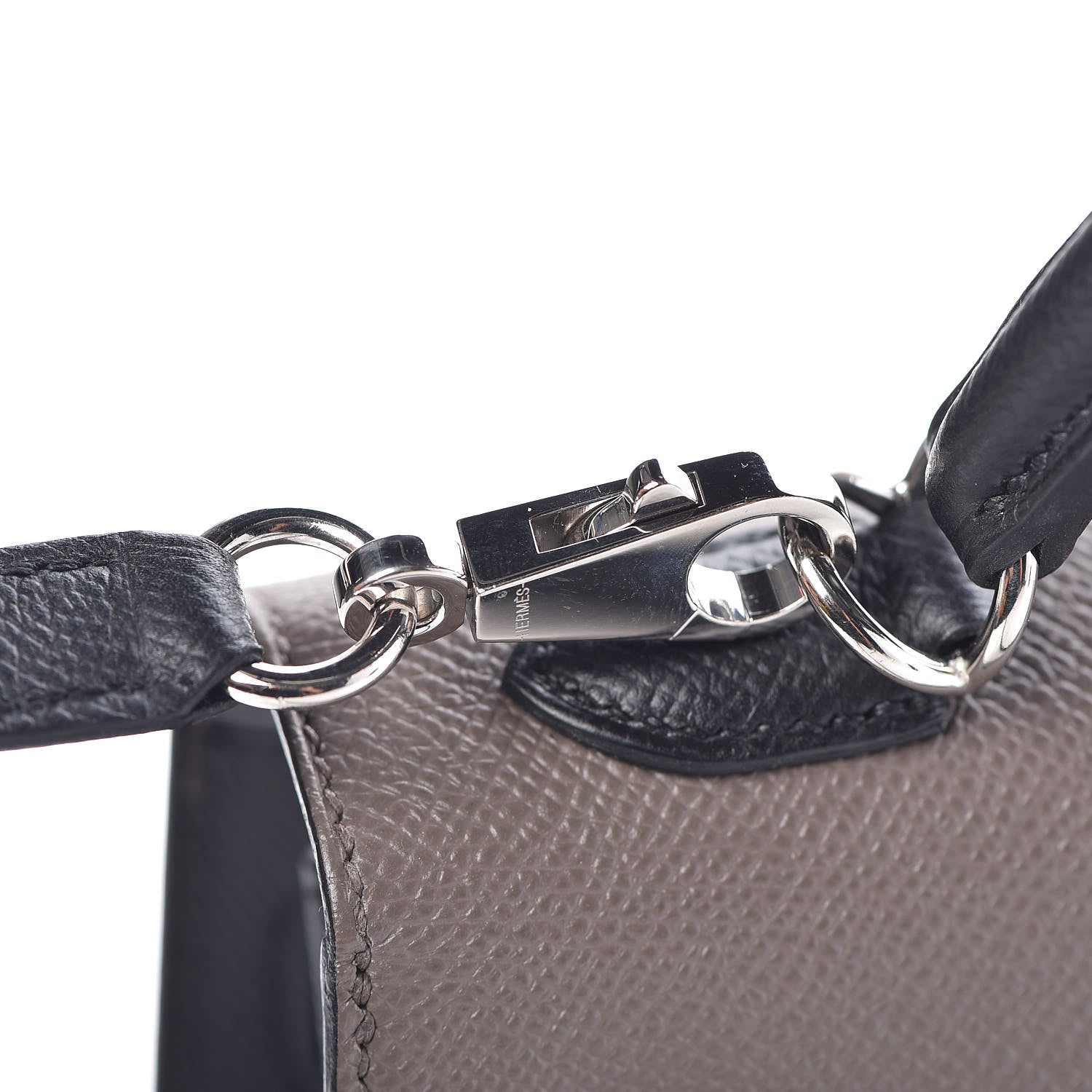 Hermes Epsom Bi Color Horseshoe Kelly Sellier 25 Etain Black 13 of 40
