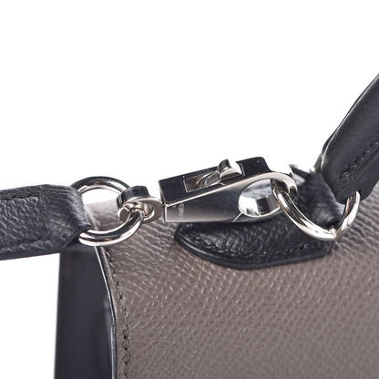 Hermes Epsom Bi Color Horseshoe Kelly Sellier 25 Etain Black 13 of 40