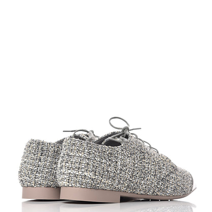 Chanel Tweed Lambskin Cap Toe Loafers 36 Grey Multicolor 4 of 9