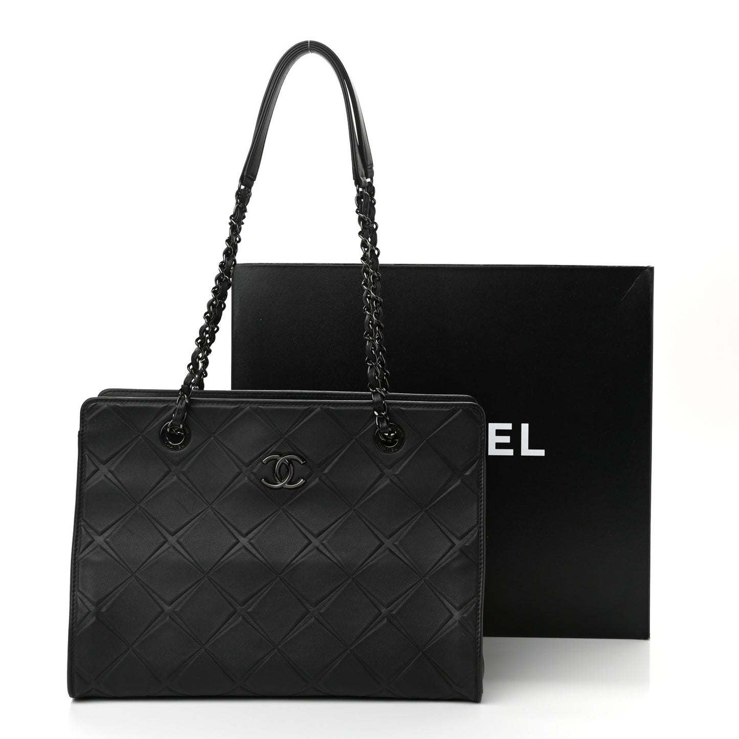 Calfskin Propeller Shopping Tote Black