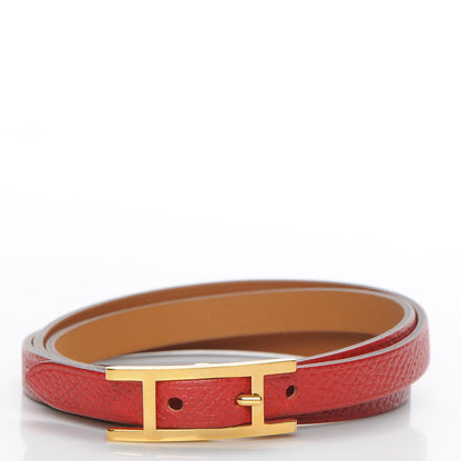 Hermes Swift Epsom Hapi Double Tour S Bracelet Rouge Casaque 1 of 5