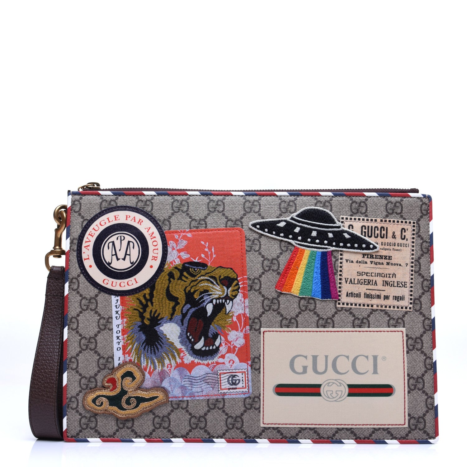Gucci GG Supreme Monogram Courrier Documents Holder Beige New Acero 1 of 12