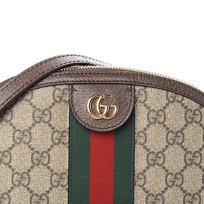 Gucci GG Supreme Monogram Textured Dollar Calfskin Web Small Ophidia Dome Shoulder Bag Beige Ebony New Acero 10 of 14