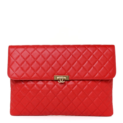 Chanel Caviar Quilted Large Golden Class Pouch Red 1 of 11