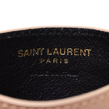 Saint Laurent Grain De Poudre Matelasse Chevron Monogram Credit Card Case Dark Beige 6 of 8