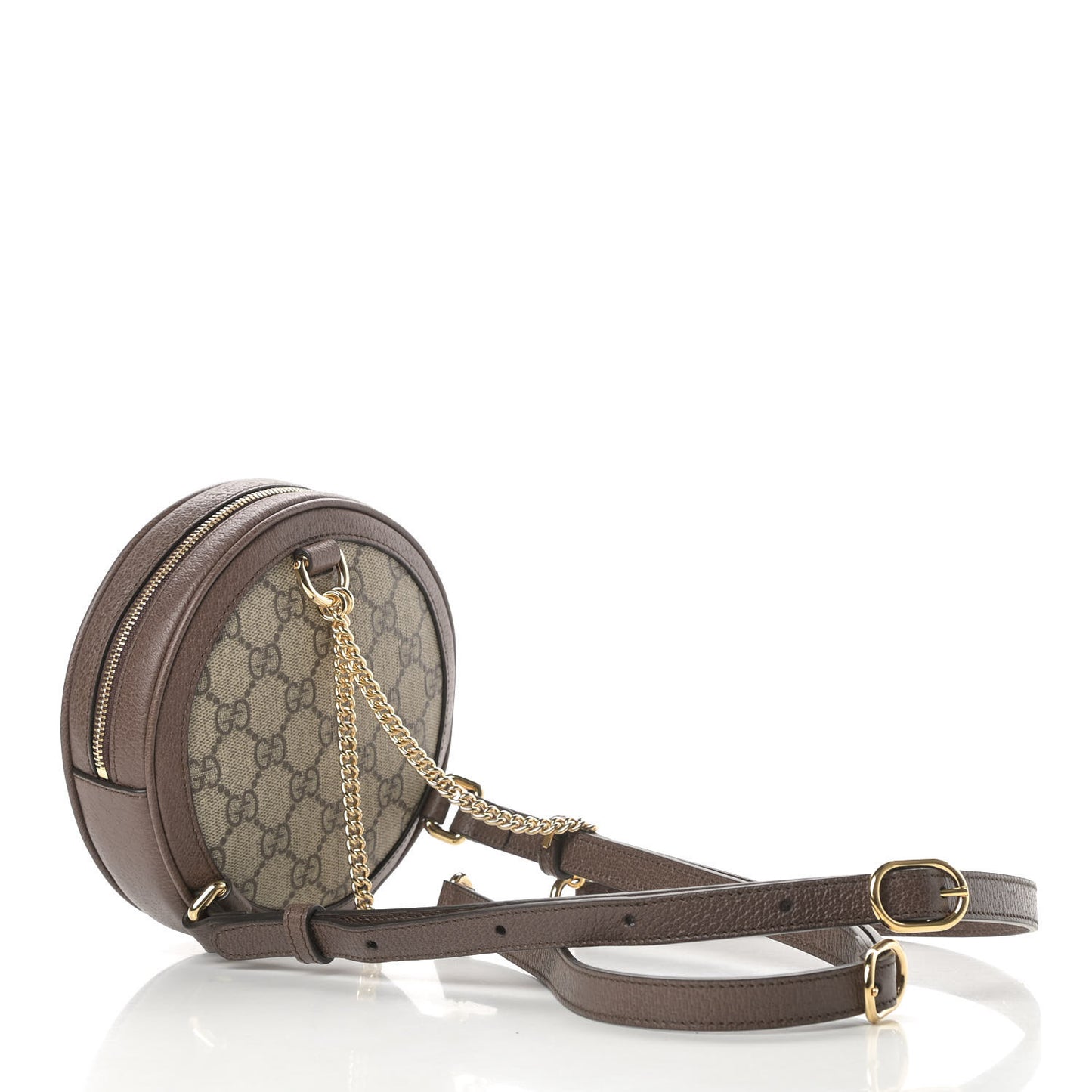 GG Supreme Monogram Web Mini Ophidia Round Backpack Brown