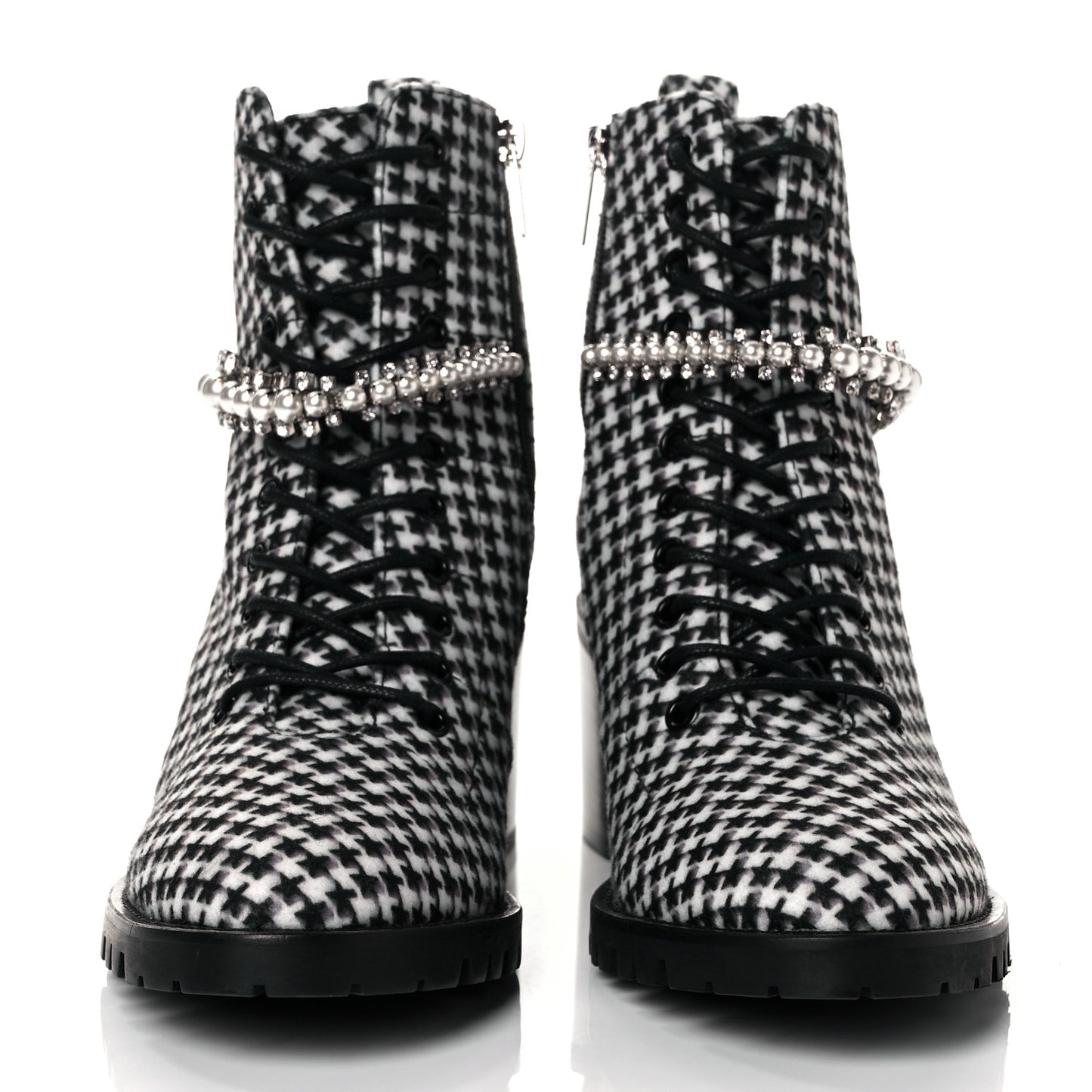Crystal Embellished Cruz 65 Ankle Booties 37.5 Black White