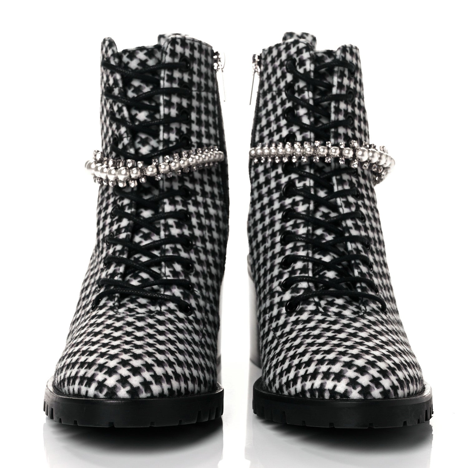 Jimmy Choo Crystal Embellished Cruz 65 Ankle Booties 37.5 Black White 2 of 6