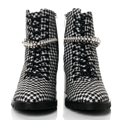 Jimmy Choo Crystal Embellished Cruz 65 Ankle Booties 37.5 Black White 2 of 6