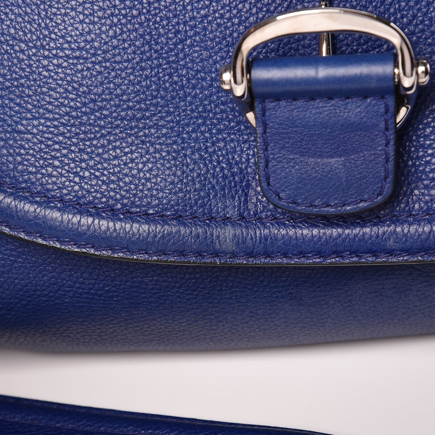 Calfskin Large Techno Horsebit Shoulder Flap Bag Blue