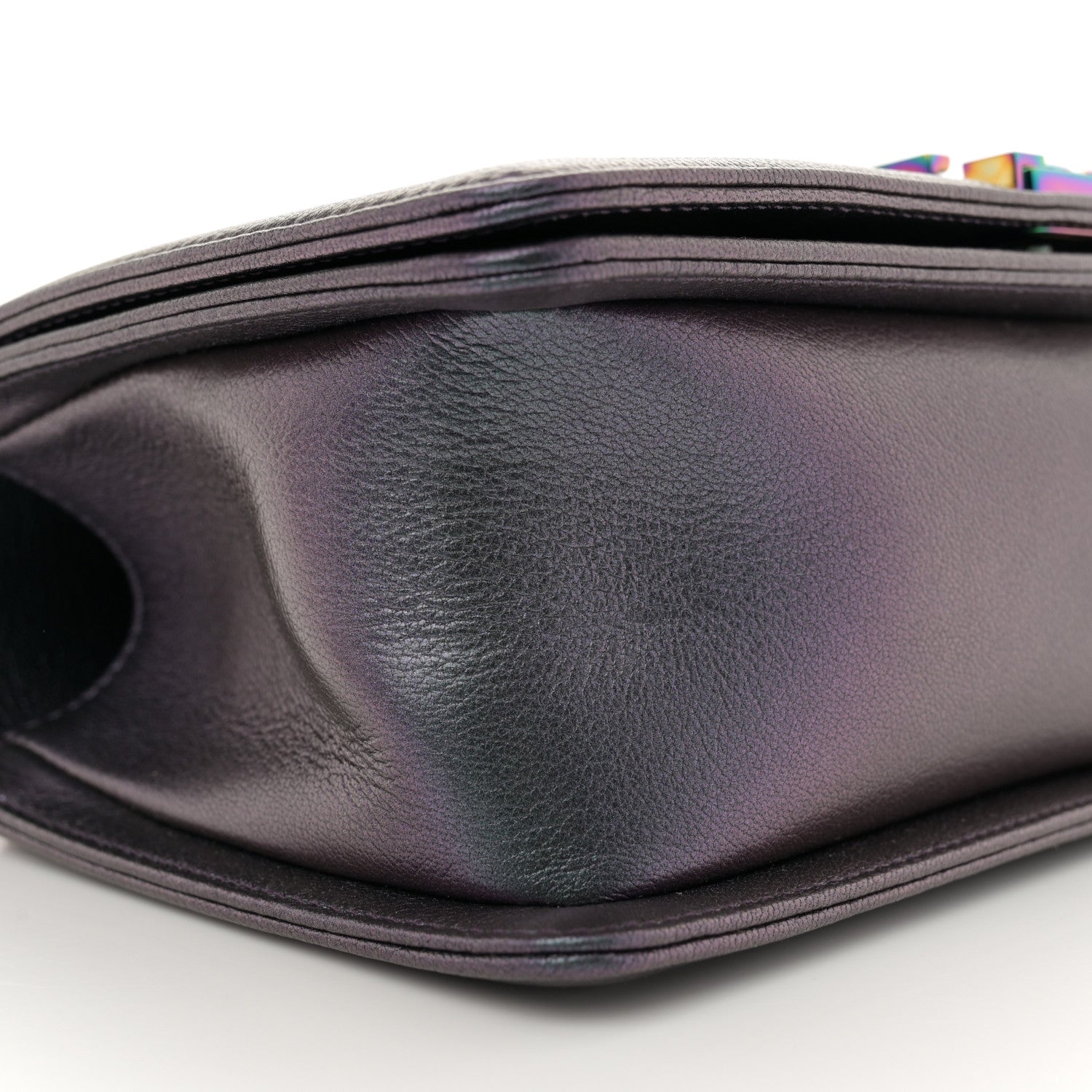 Chanel Iridescent Goatskin Quilted Medium Boy Flap Purple 9 of 11
