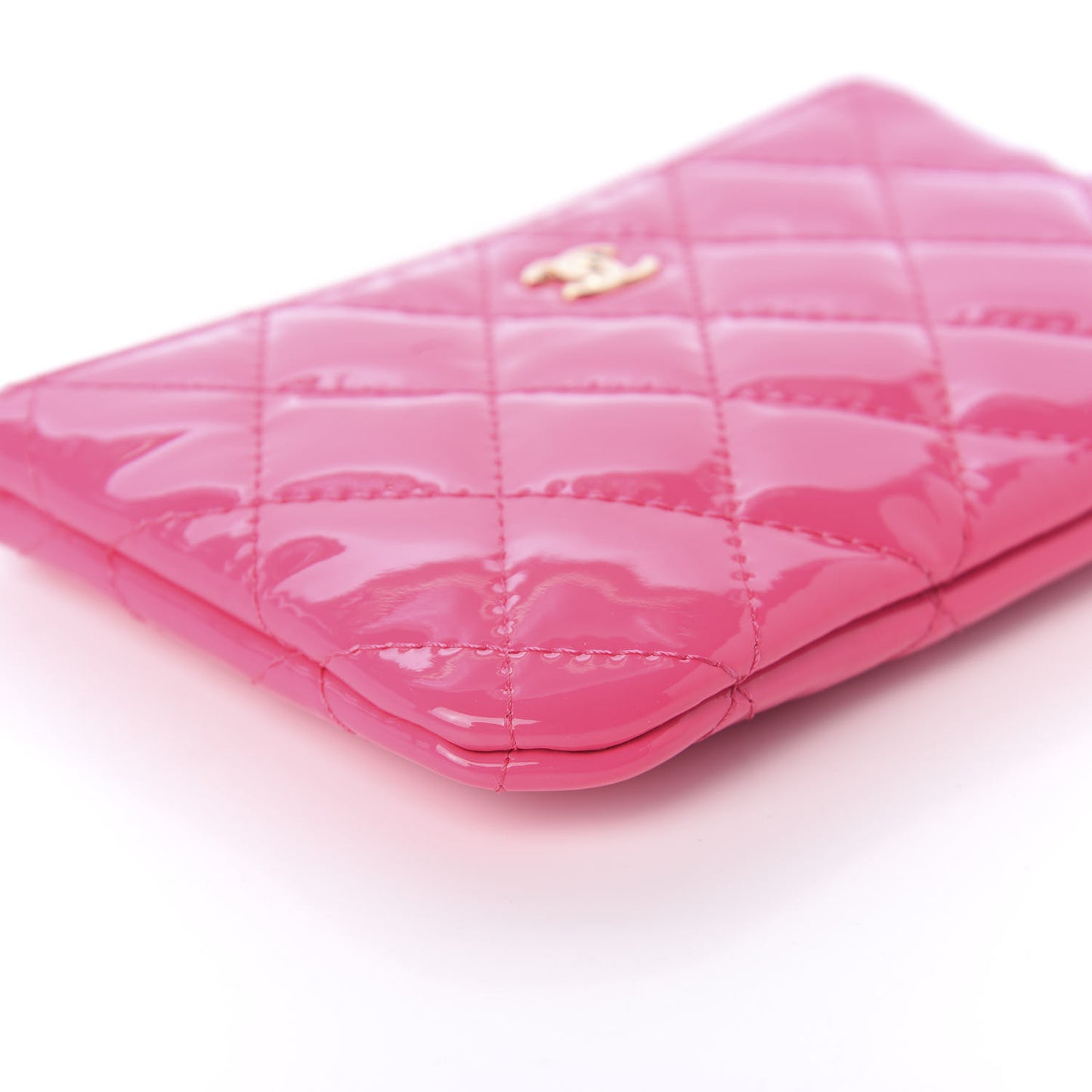 Patent Quilted Small Cosmetic Case Pink