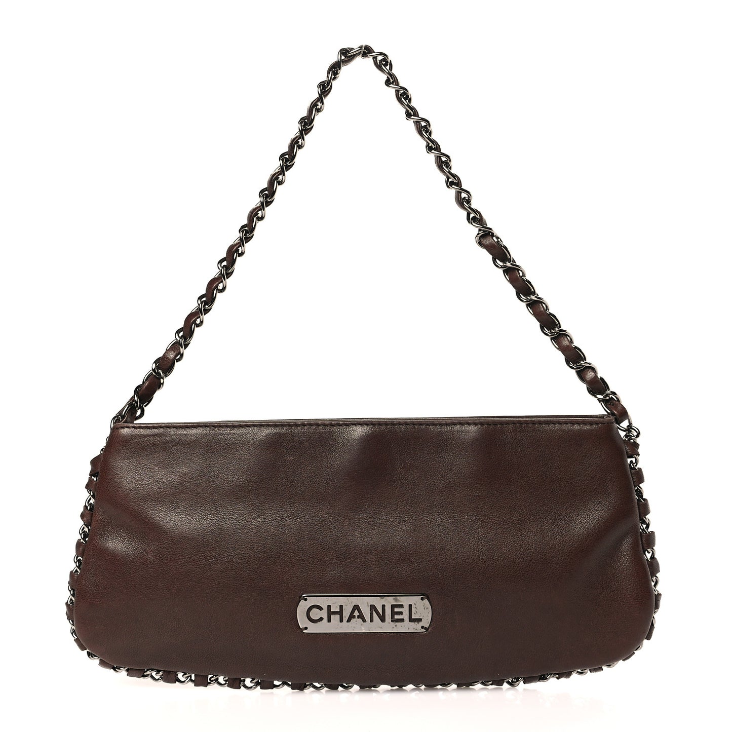 Calfskin Logo Pochette Brown