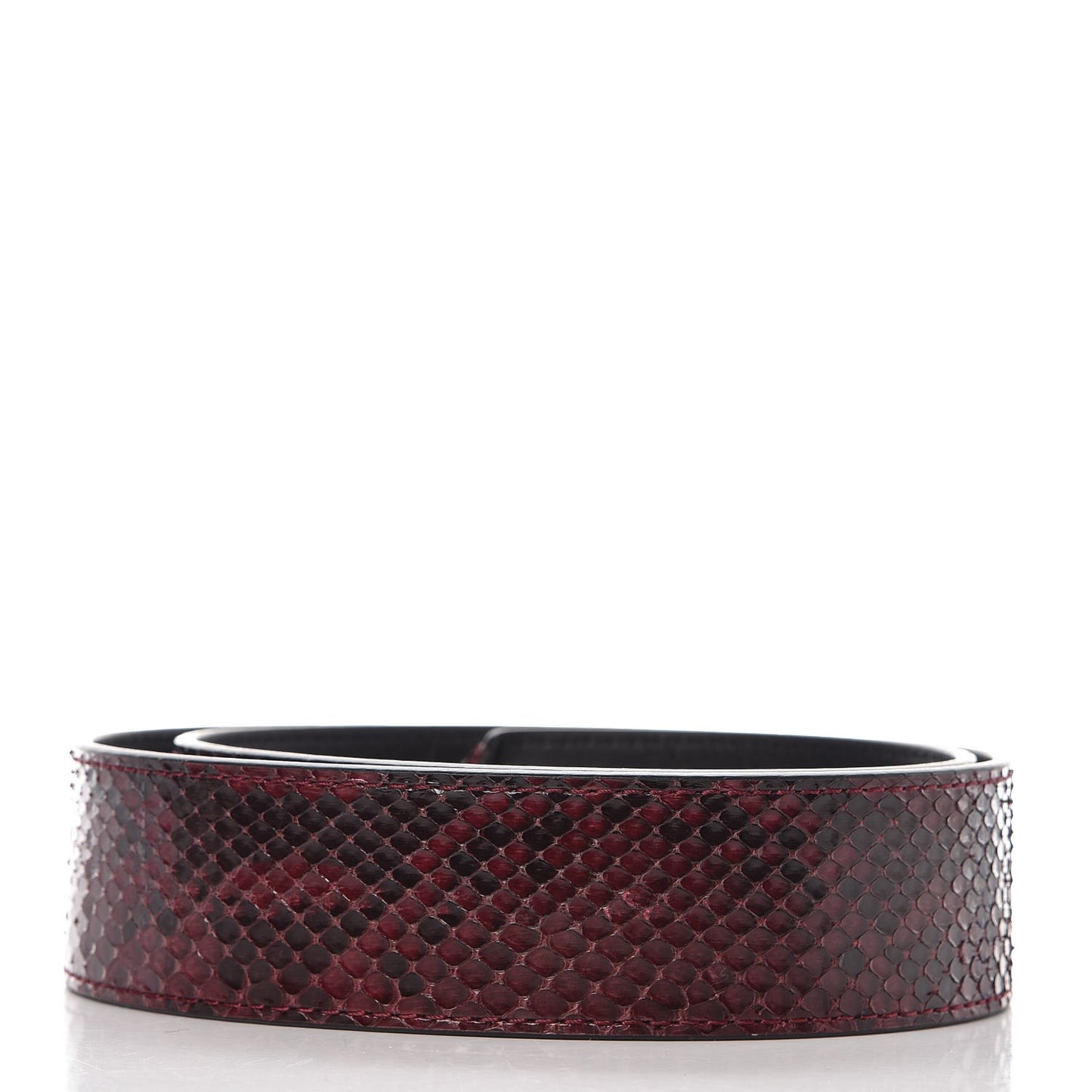 Python Calf Bandouliere Shoulder Strap Burgundy Black