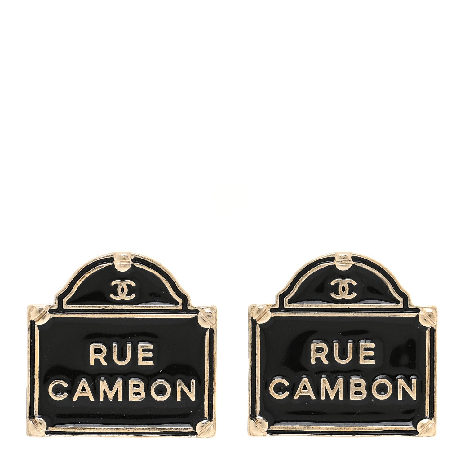 Chanel Enamel Rue Cambon Earrings Black 1 of 5