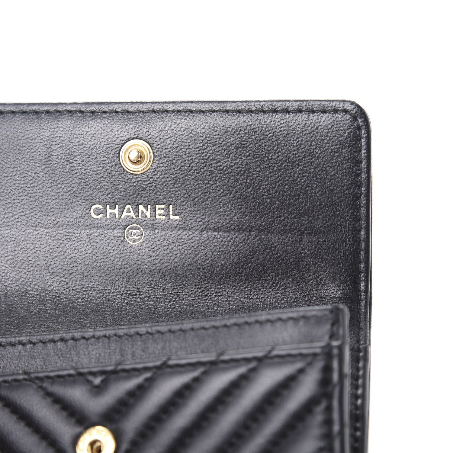 Chanel Lambskin Chevron Quilted Boy Card Holder Wallet Black 9 of 9