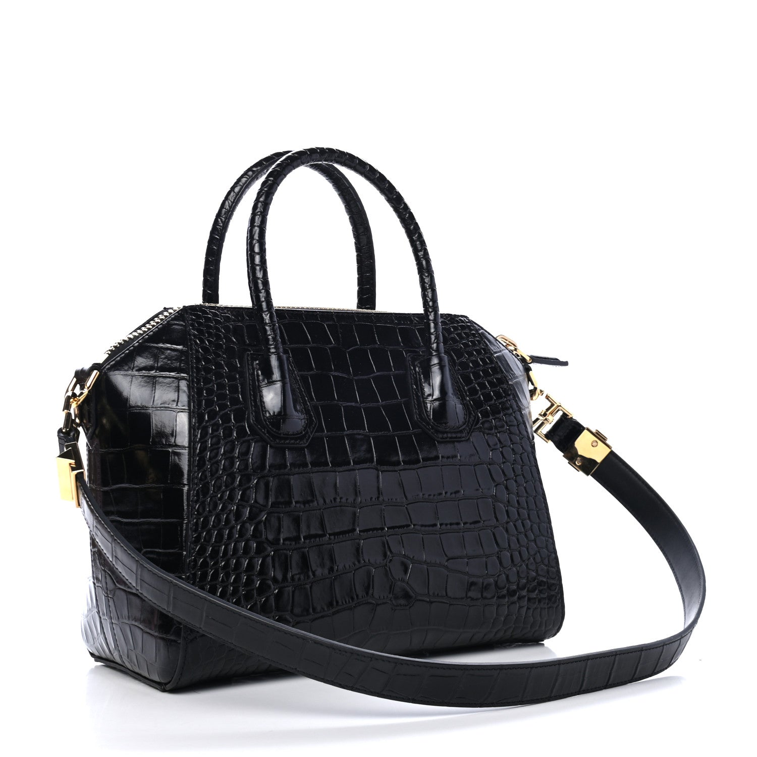 Givenchy Calfskin Crocodile Embossed Small Antigona Black 2 of 4