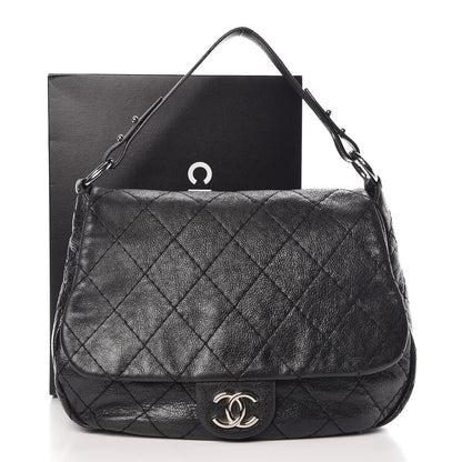 Chanel Glazed Calfskin Stitched XL On The Road Flap Black 11 of 11