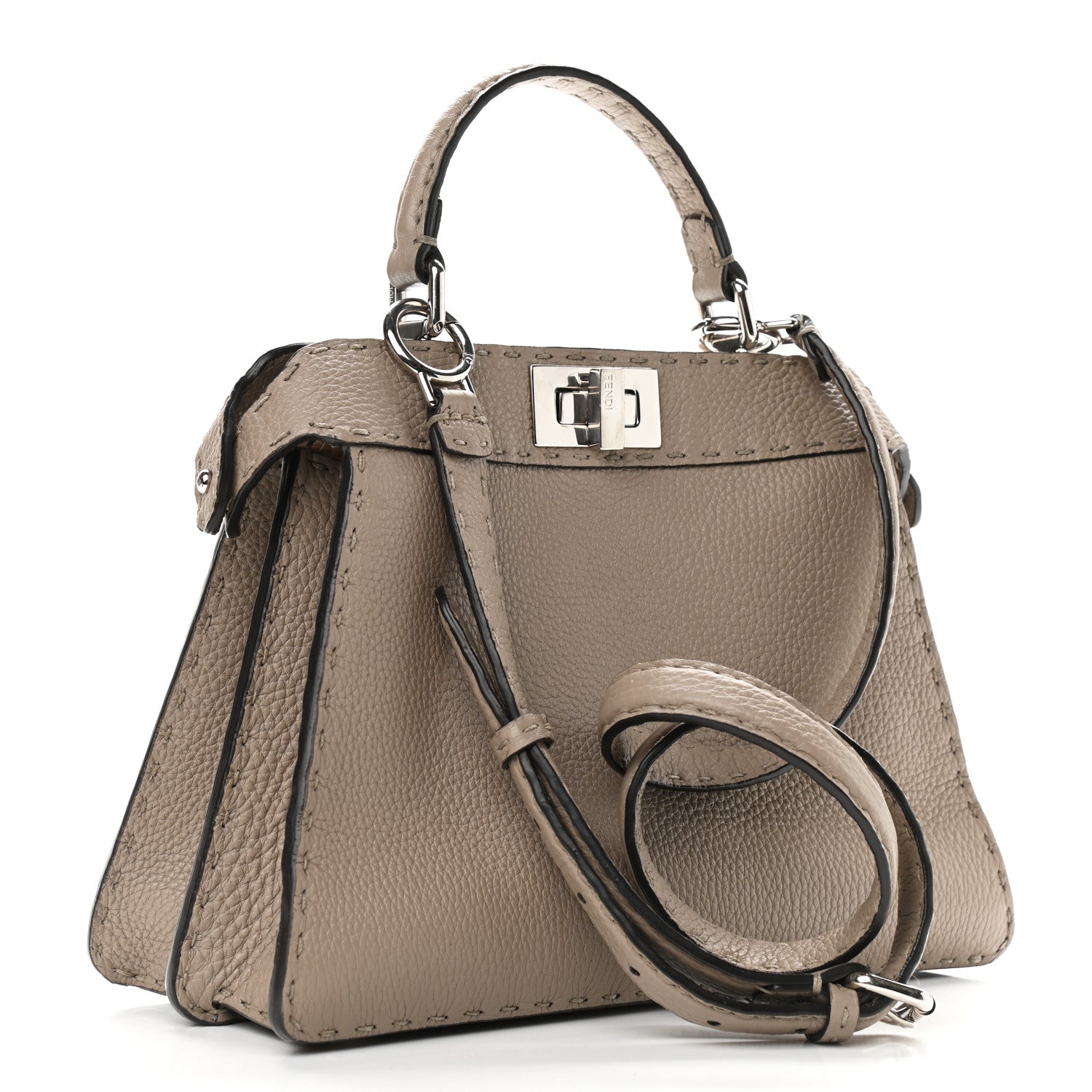 Fendi Cuoio Romano Selleria Chamois Small Peekaboo I SEE U Satchel Corda Camelia Cipria 3 of 8