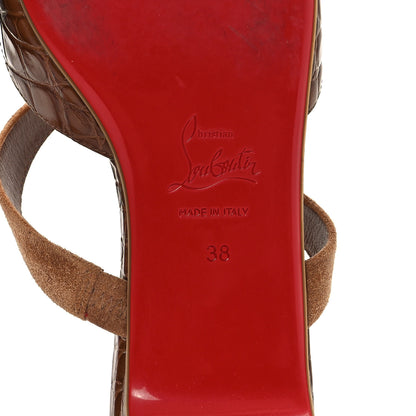 Christian Louboutin Calfskin Crocodile Embossed Choc Lock Flats 38 Biscotto 7 of 8