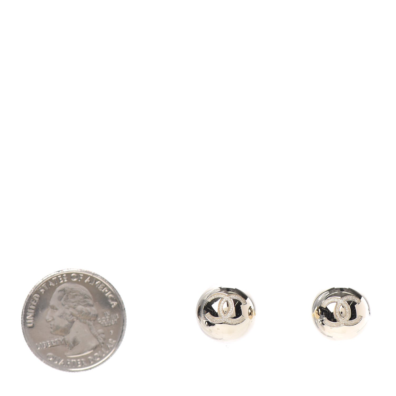 Chanel Metal Bead CC Stud Earrings Gold 2 of 4