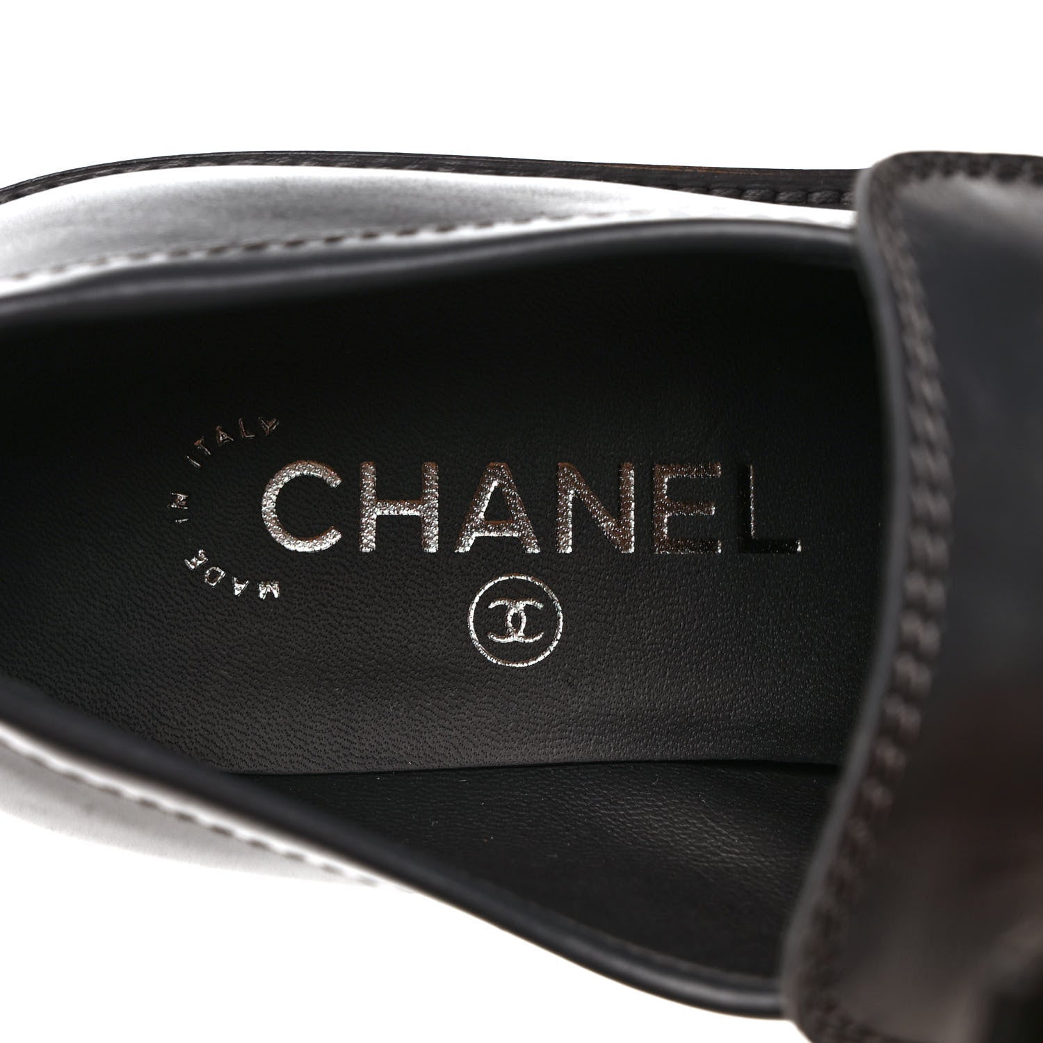 Chanel Calfskin CC Platform Loafers 38 Grey 7 of 8