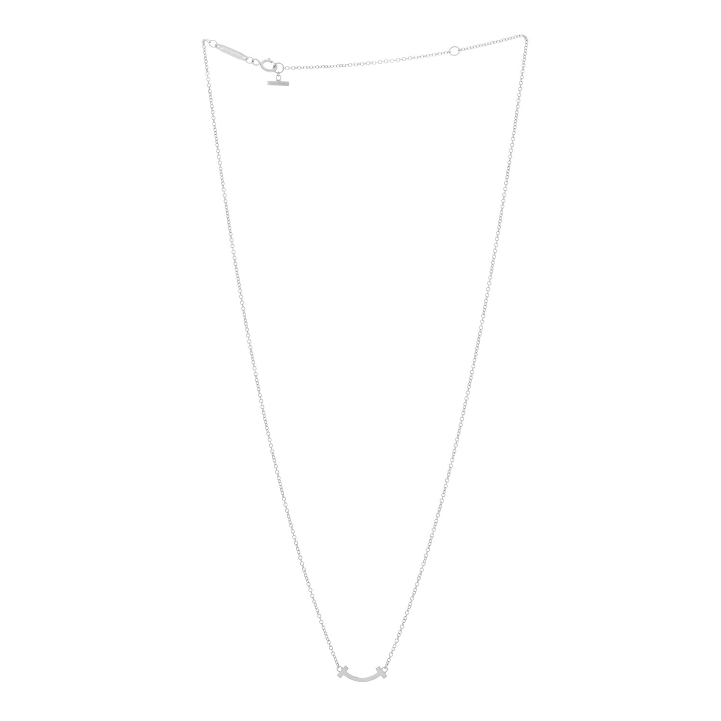 18K White Gold Mini T Smile Pendant Necklace