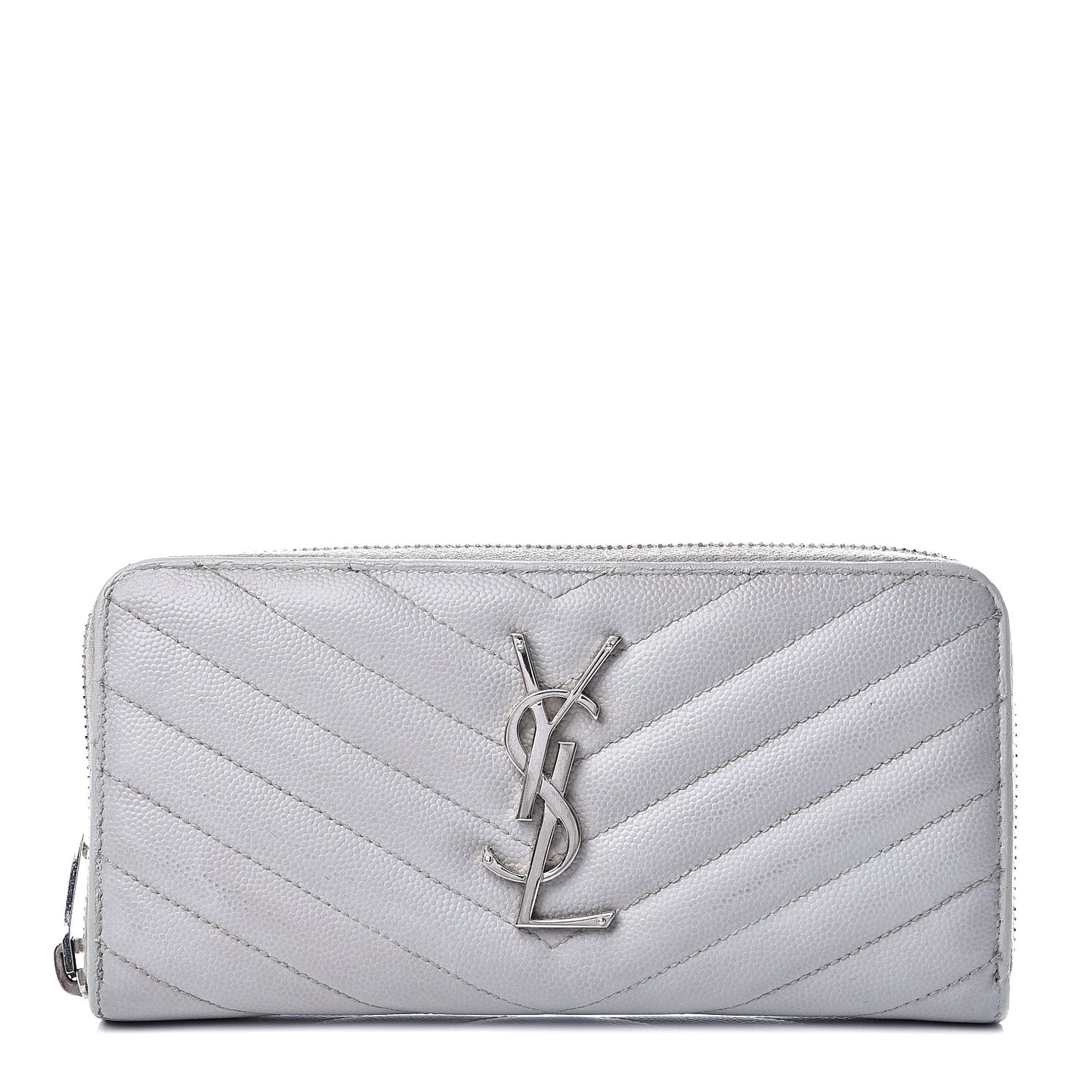 Grain De Poudre Matelasse Chevron Monogram Zip Around Wallet Granite
