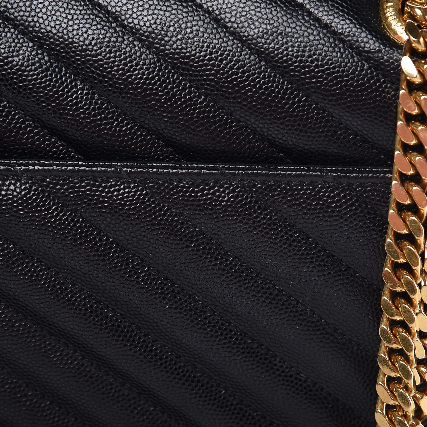 Saint Laurent Grain De Poudre Matelasse Chevron Large Monogram Satchel Black 13 of 13