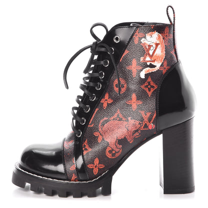 Louis Vuitton Patent Calfskin Catogram Star Trail Ankle Boots 40 Black Marron 1 of 11