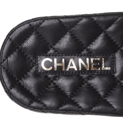 Chanel Lambskin Quilted CC Mules Sandals 37 Black 9 of 11