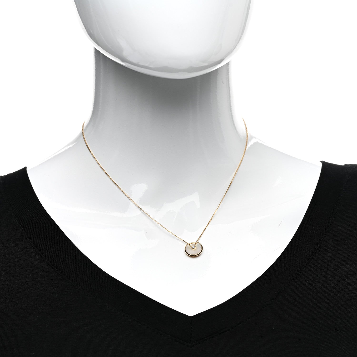 Cartier 18K Yellow Gold Diamond Mother of Pearl XS Amulette de Cartier Pendant Necklace 2 of 5