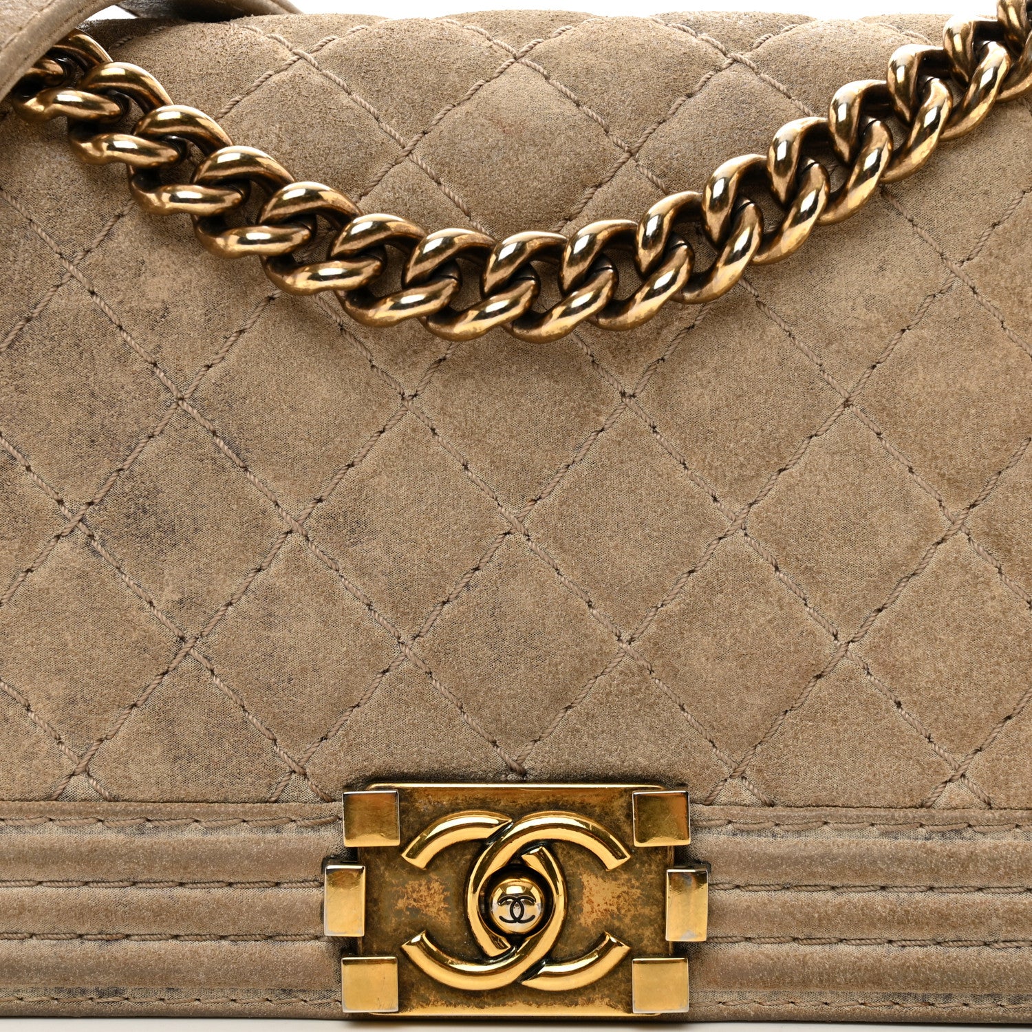 Chanel Iridescent Calfskin Quilted Medium Boy Flap Beige 5 of 14