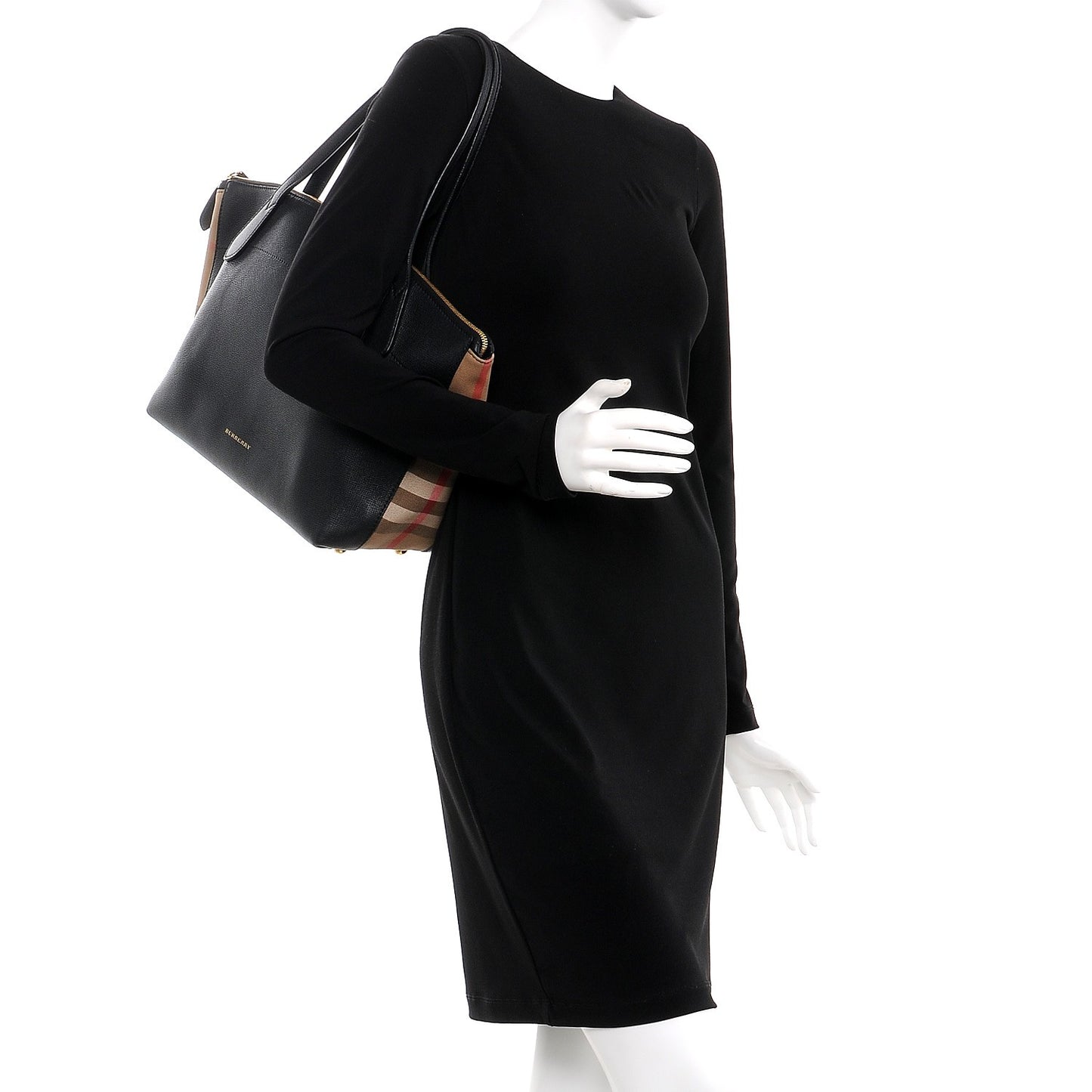 Derby Calfskin House Check Medium Welburn Tote Black