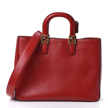 Fendi Vitello Glacier Medium FF Tote Rosso Cardinale 1 of 9
