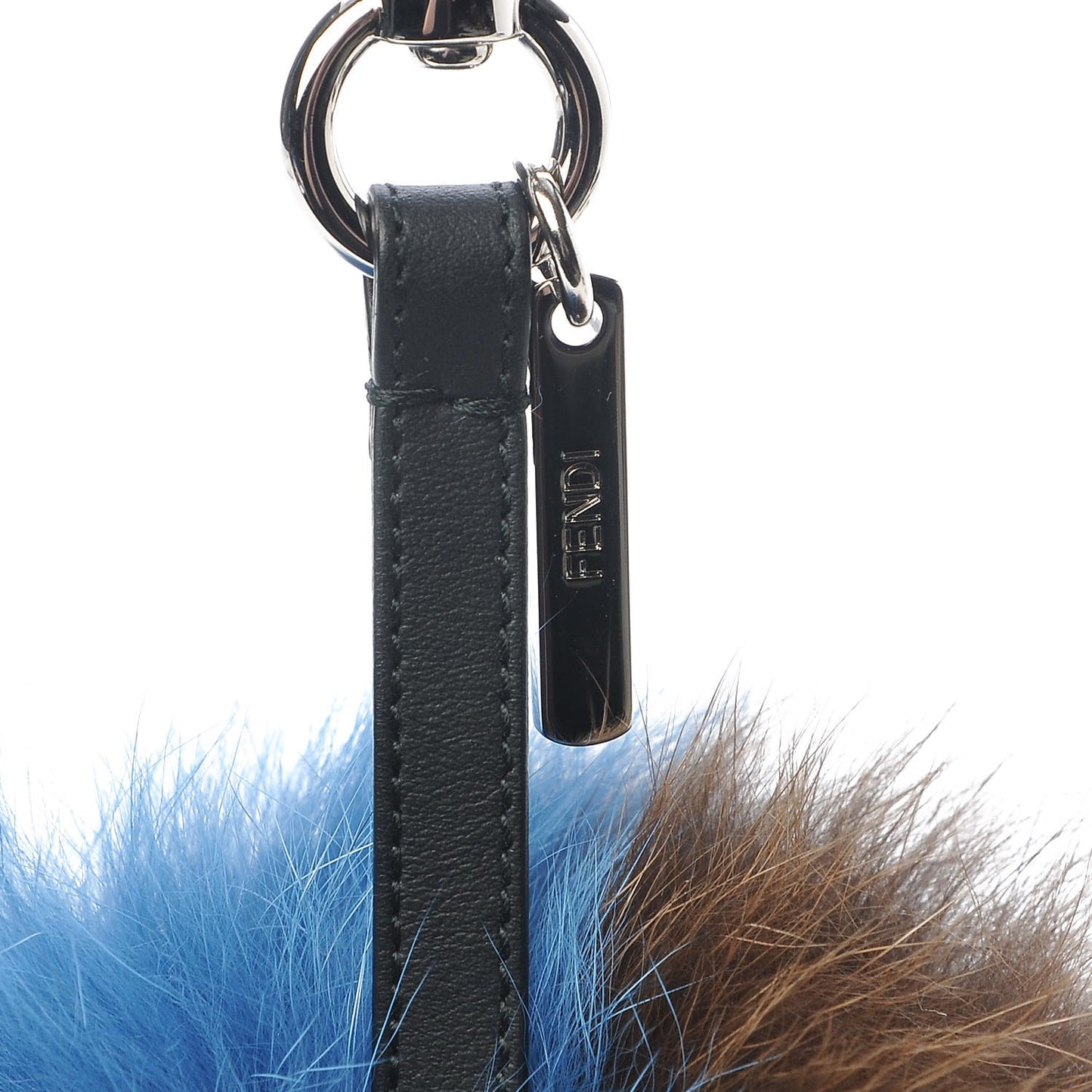 Fox Fur Spring Eyes Bag Charm Blue Brown
