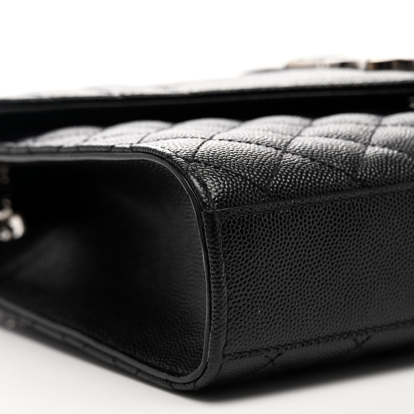 Grain De Poudre Textured Mixed Matelasse Triquilt Medium Monogram Satchel Black