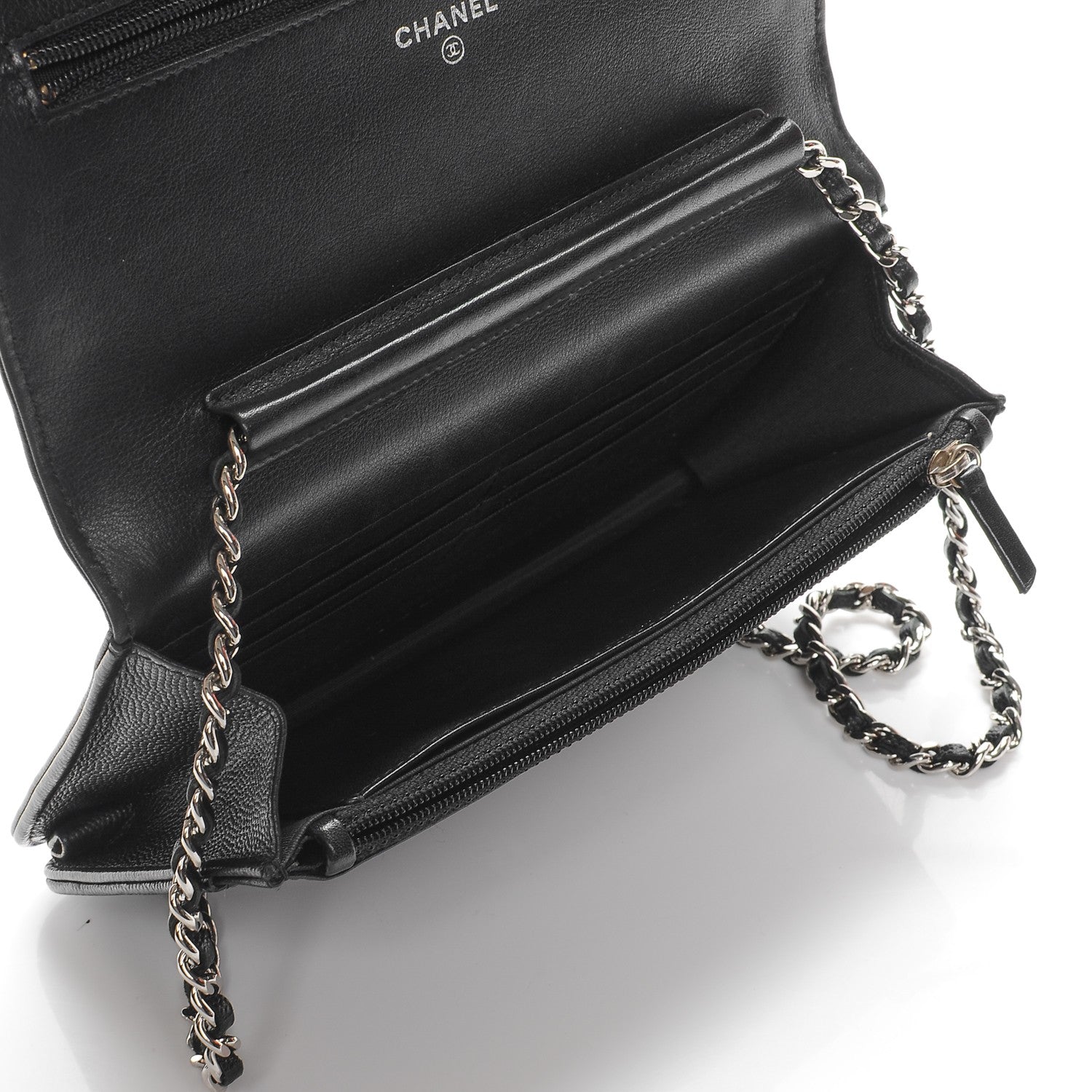 Chanel Caviar Sevruga Wallet On Chain WOC Black 6 of 8