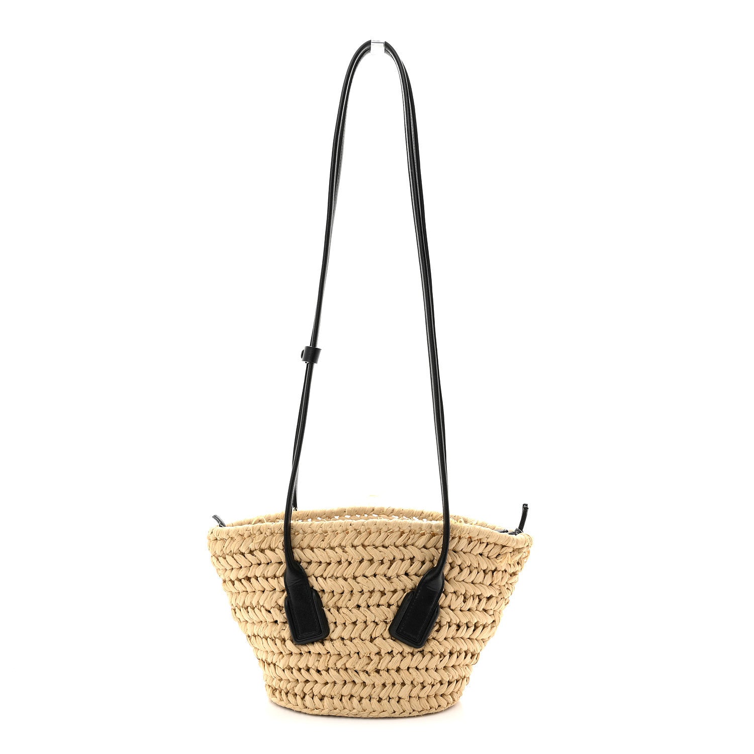 Bottega Veneta Raffia Calfskin Small Arco Basket Black 1 of 12