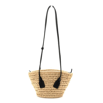 Bottega Veneta Raffia Calfskin Small Arco Basket Black 1 of 12