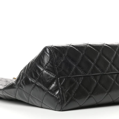Chanel Glazed Calfskin Quilted Large Front Pocket Tote Black 8 of 10