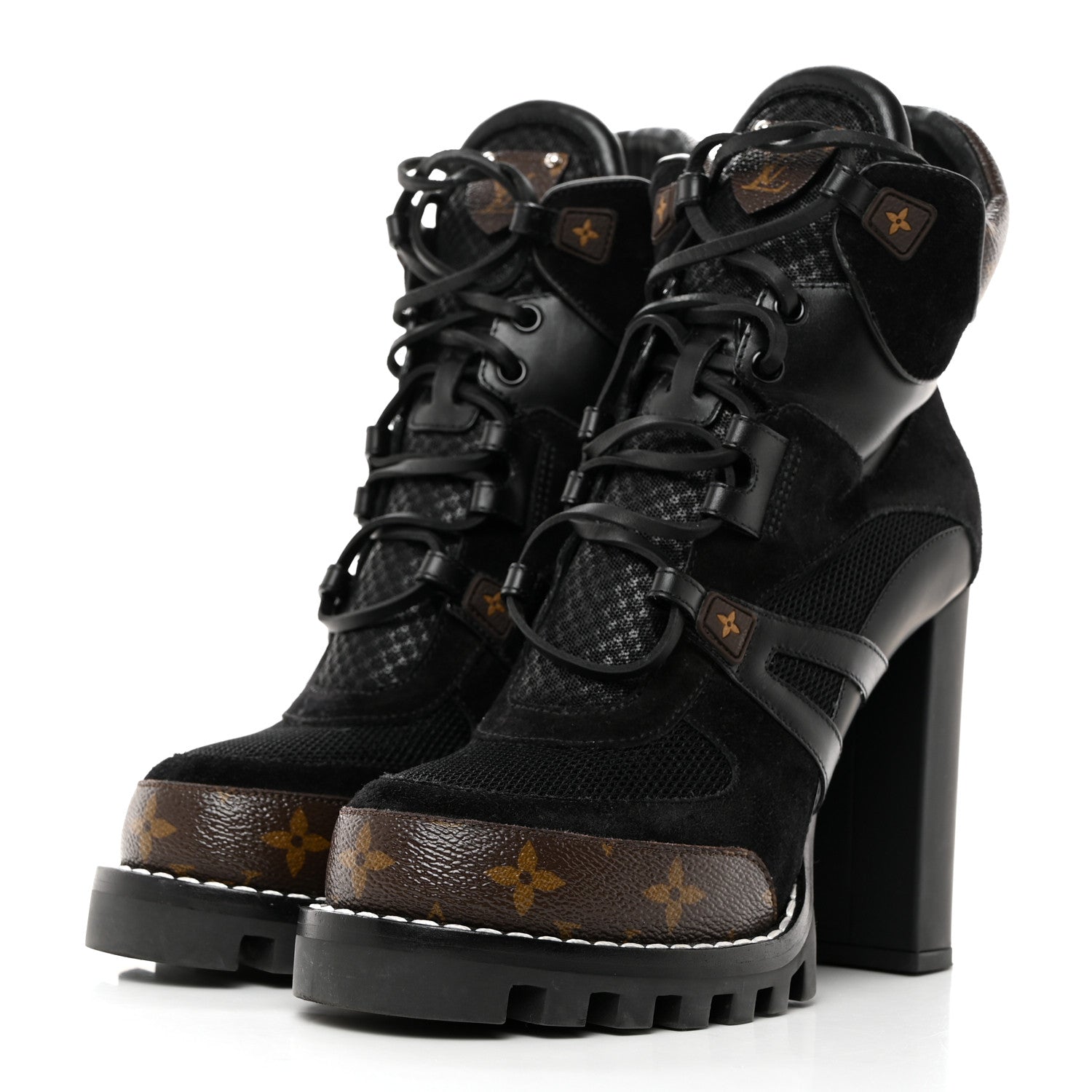 Louis Vuitton Suede Calfskin Monogram Star Trail Ankle Boots 39.5 Black 3 of 7