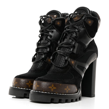 Louis Vuitton Suede Calfskin Monogram Star Trail Ankle Boots 39.5 Black 3 of 7