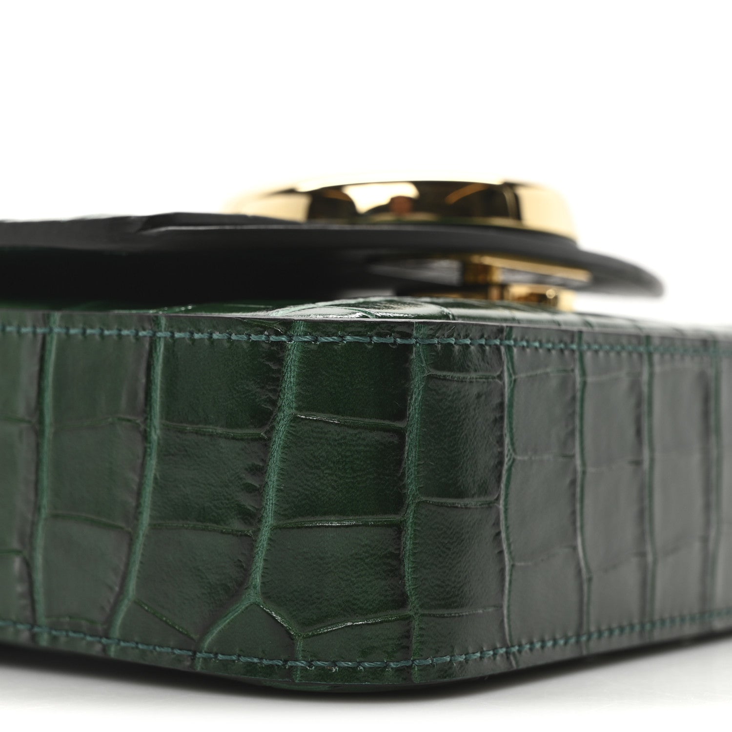 Chloe Calfskin Crocodile Embossed Mini C Double Carry Woodsy Green 8 of 9