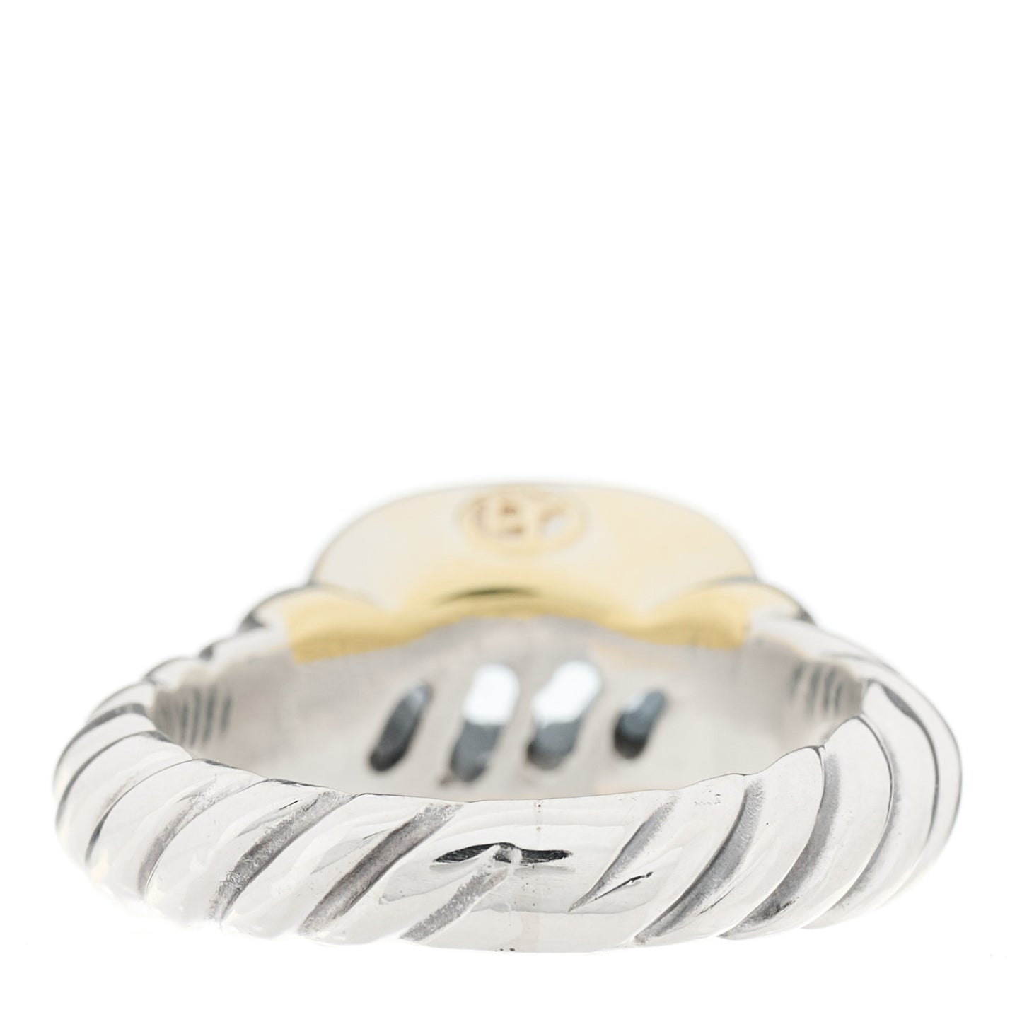 Sterling Silver 14K Yellow Gold Blue Topaz 10mm Noblesse Ring 50 5.5