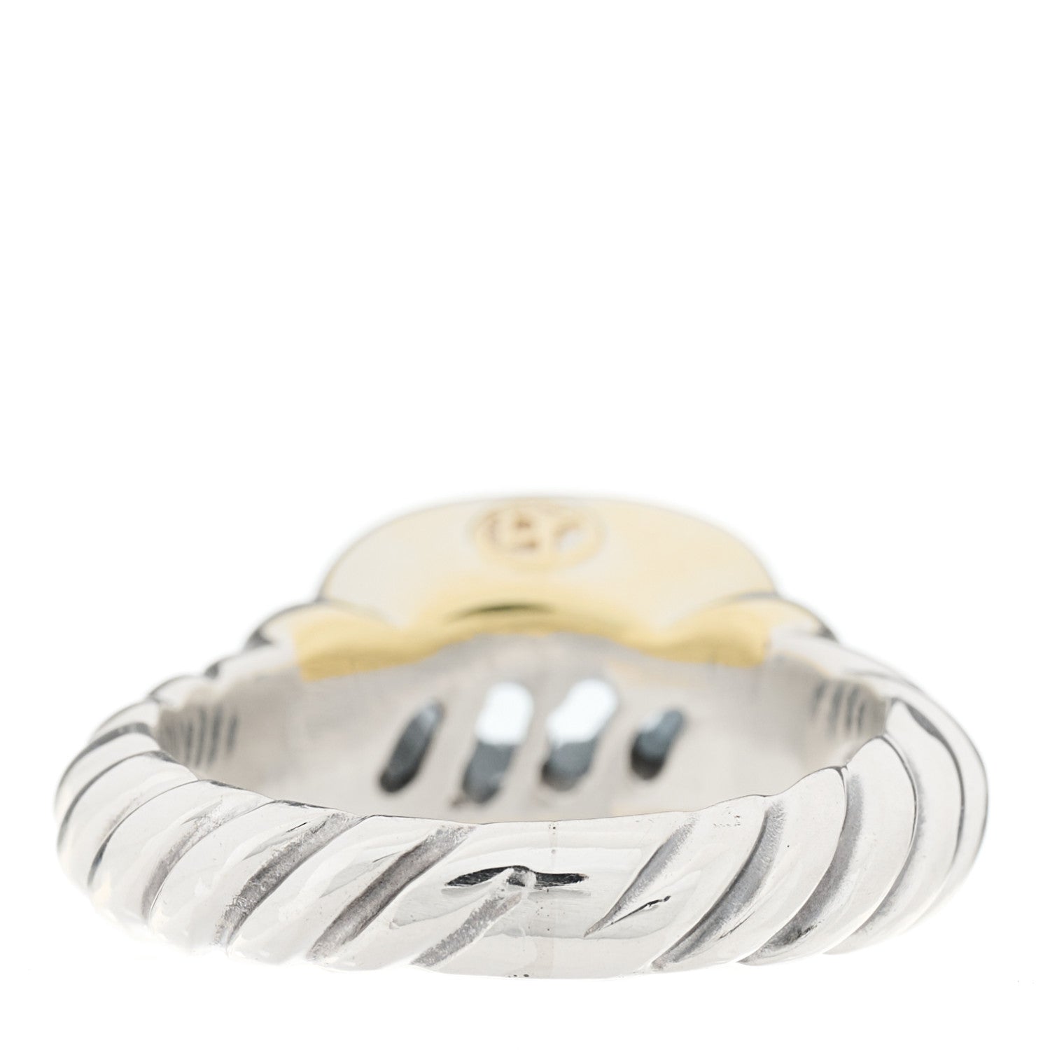 David Yurman Sterling Silver 14K Yellow Gold Blue Topaz 10mm Noblesse Ring 50 5.5 3 of 5