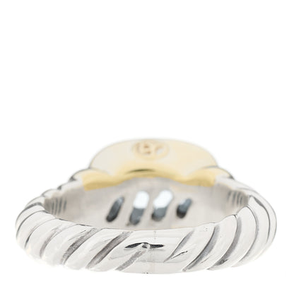 David Yurman Sterling Silver 14K Yellow Gold Blue Topaz 10mm Noblesse Ring 50 5.5 3 of 5