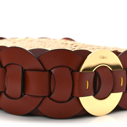 Chloe Calfskin Raffia Embroidered Small Darryl Hobo Sepia Brown 9 of 10