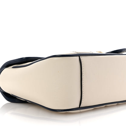 Gucci Vintage Effect Calfskin Matelasse Diagonal Small Torchon GG Marmont Shoulder Bag Mystic White Blue Agata 9 of 10