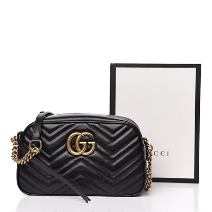 Gucci Calfskin Matelasse Small GG Marmont Chain Shoulder Bag Black 12 of 12